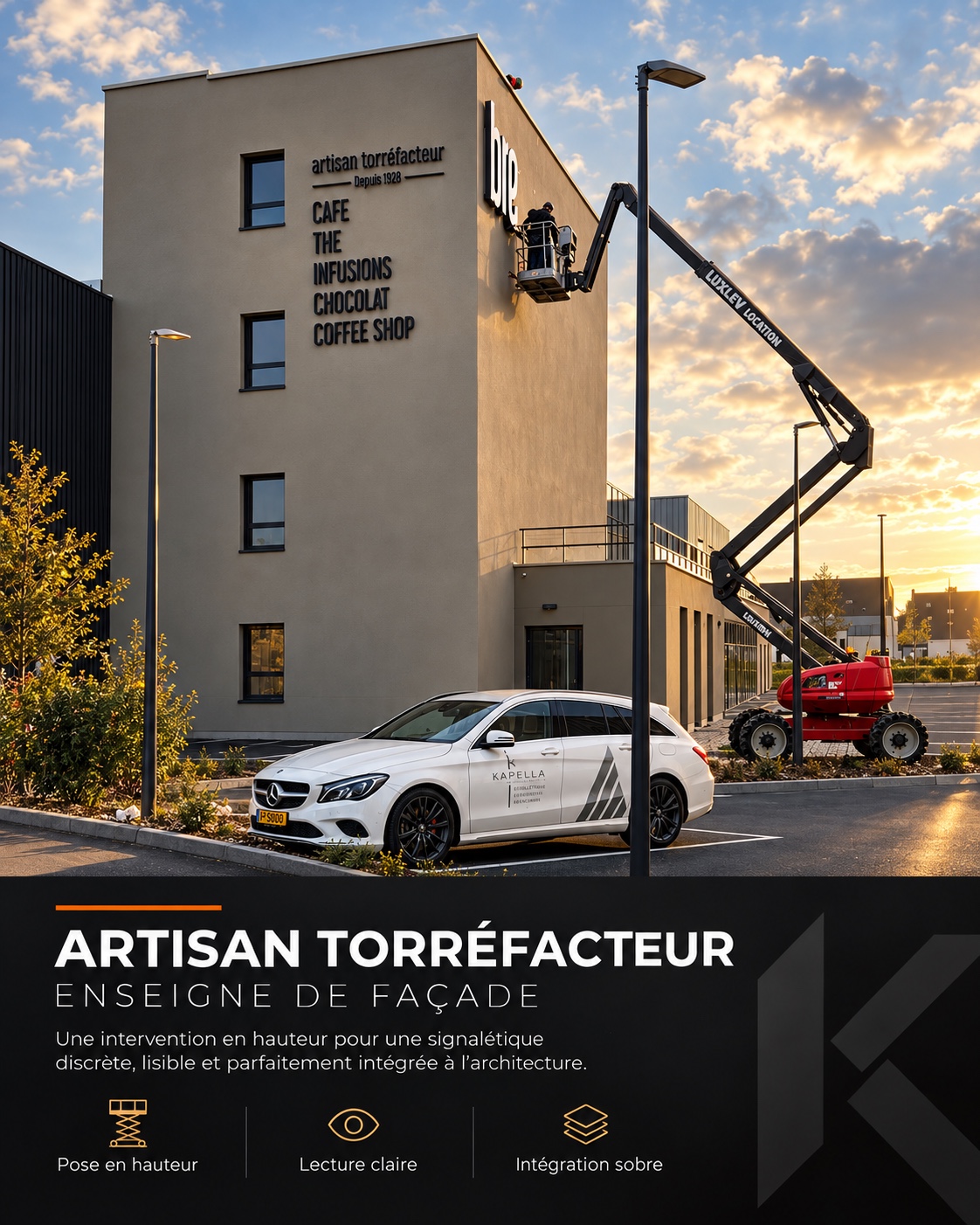 Artisan torréfacteur — Pose en façade