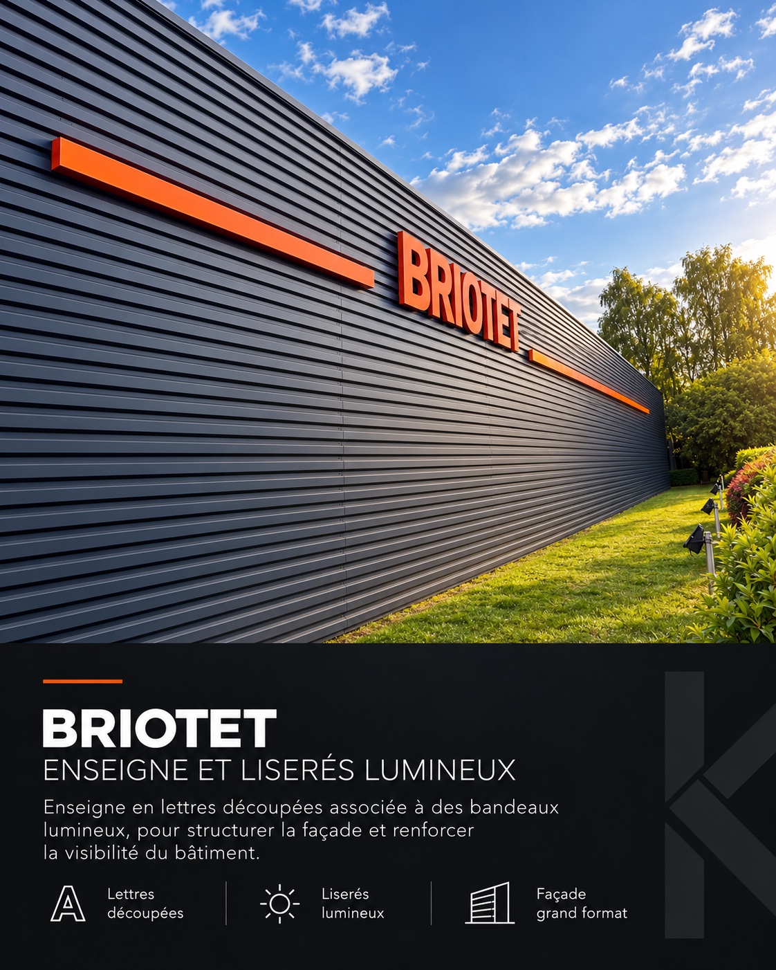 Briotet — Enseigne et liserés lumineux