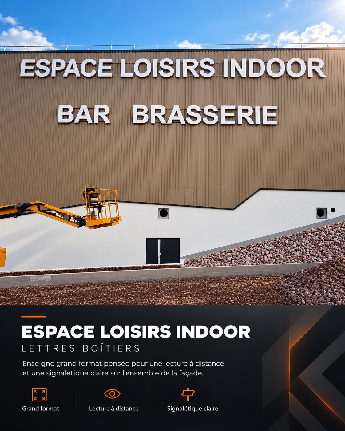 Espace loisirs indoor — Lettres boîtiers grand format