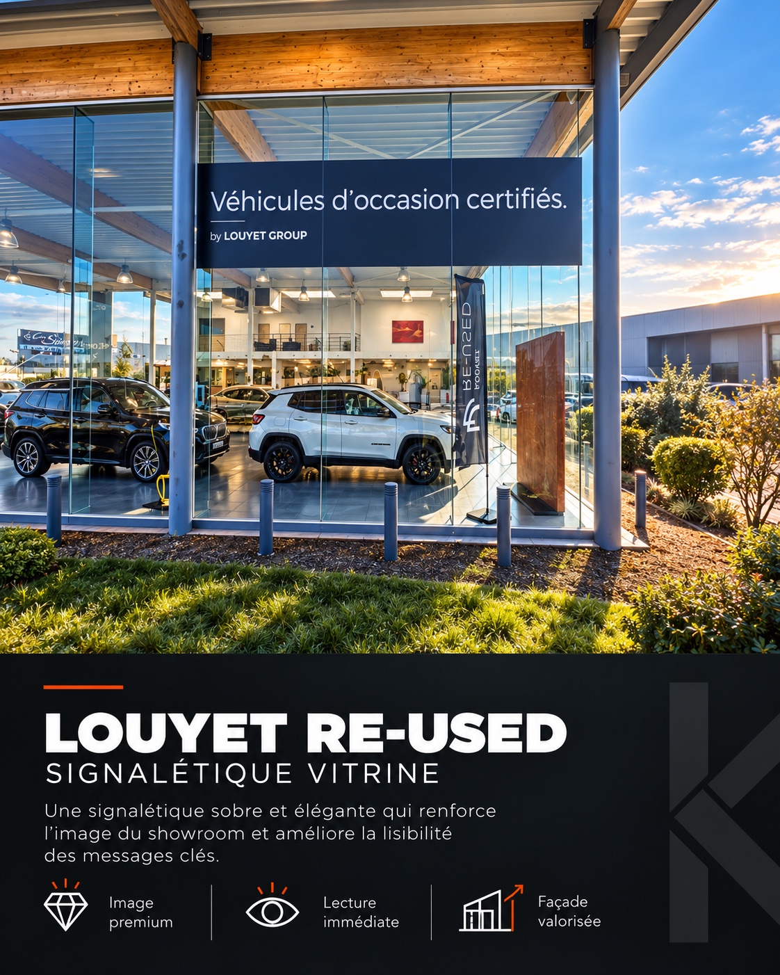 Louyet Re-Used — Signalétique de vitrine